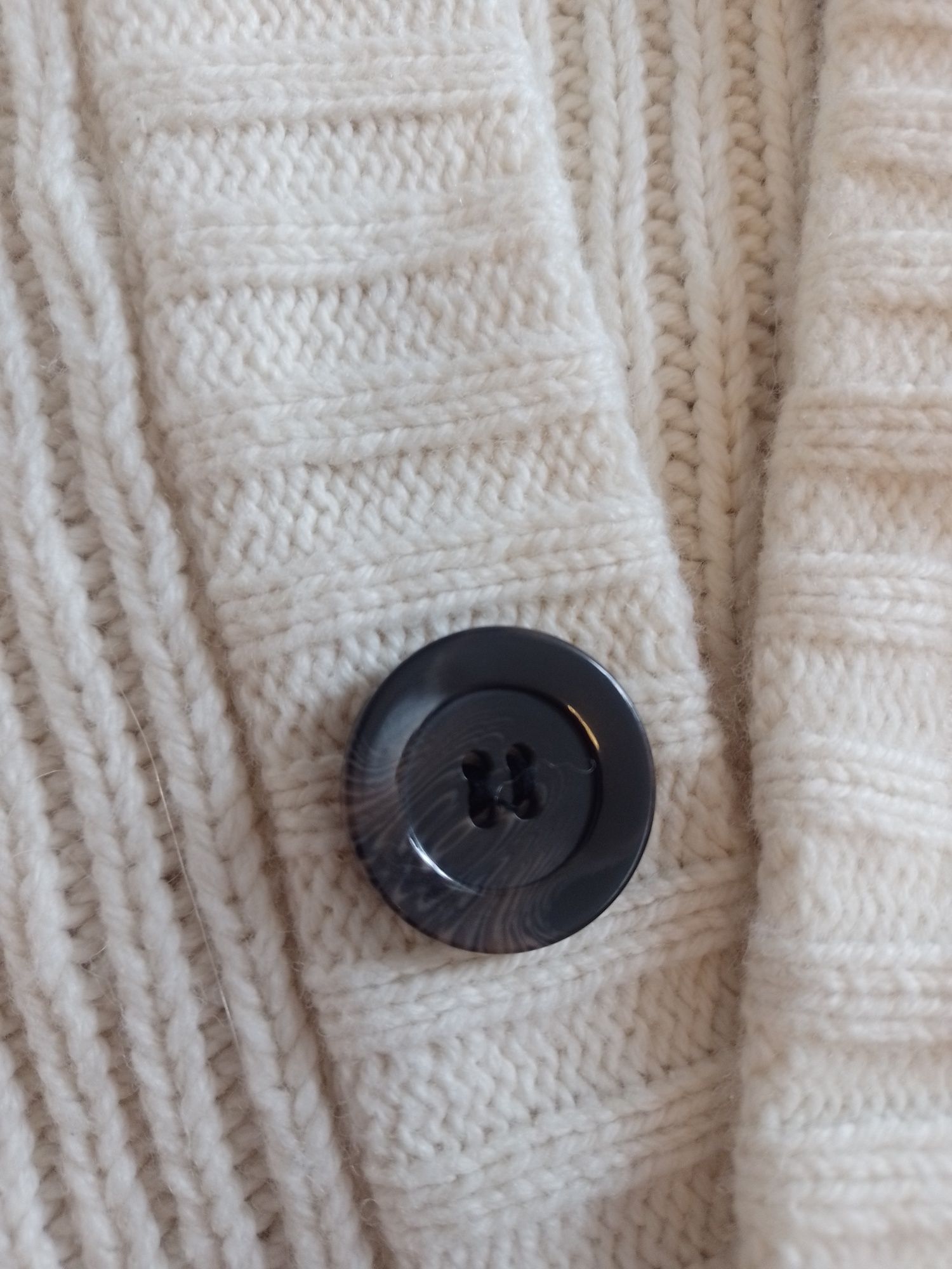 Piękny kremowy sweter kardigan rozpinany bawełna wełna
