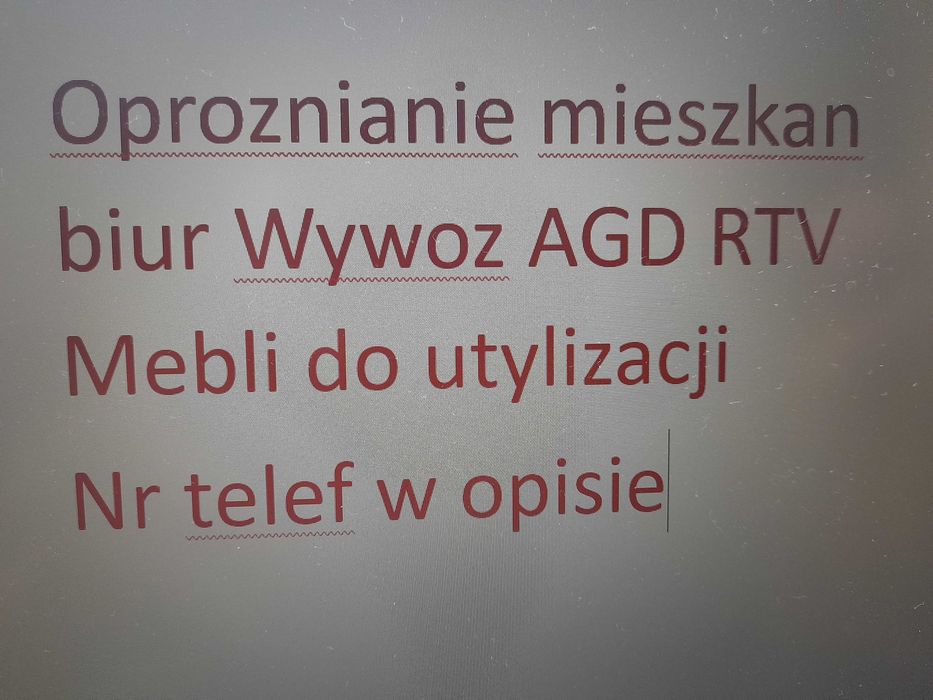Oproznianie mieszkan biur Wywoz AGD RTV Mebli do utylizacji Bierun