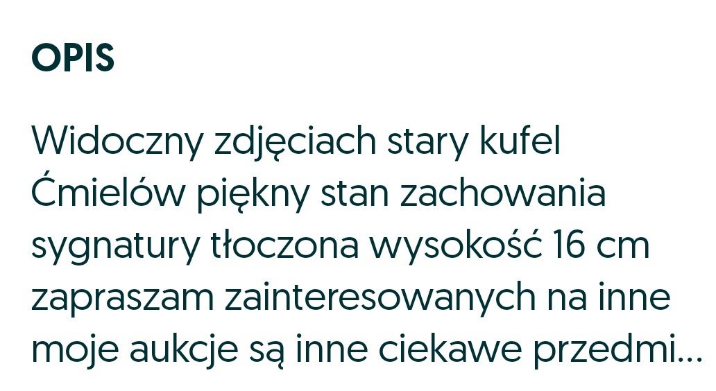 Stary kufel Ćmielów