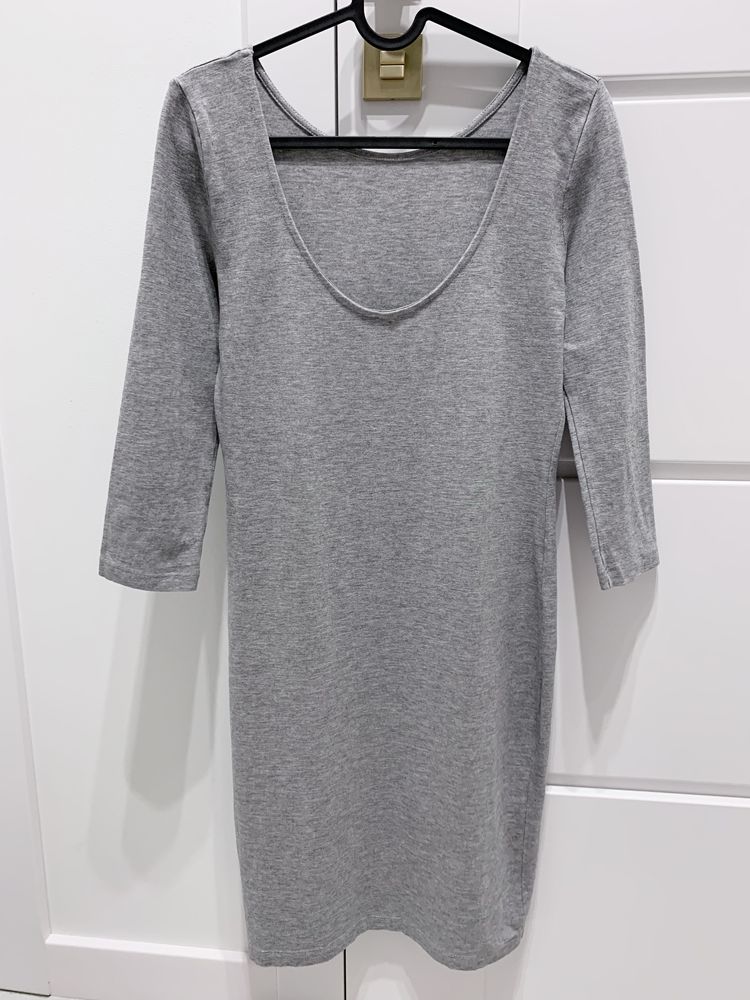 Sukienka szara 88% bawełna 7% wiskoza H&M
