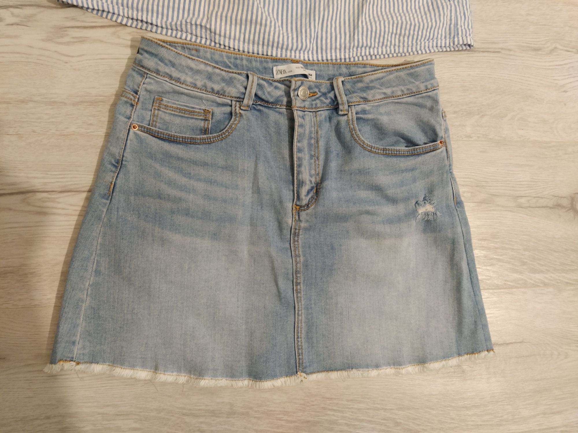 Zara spódniczka jeansowa 164 bluzka H&M 170