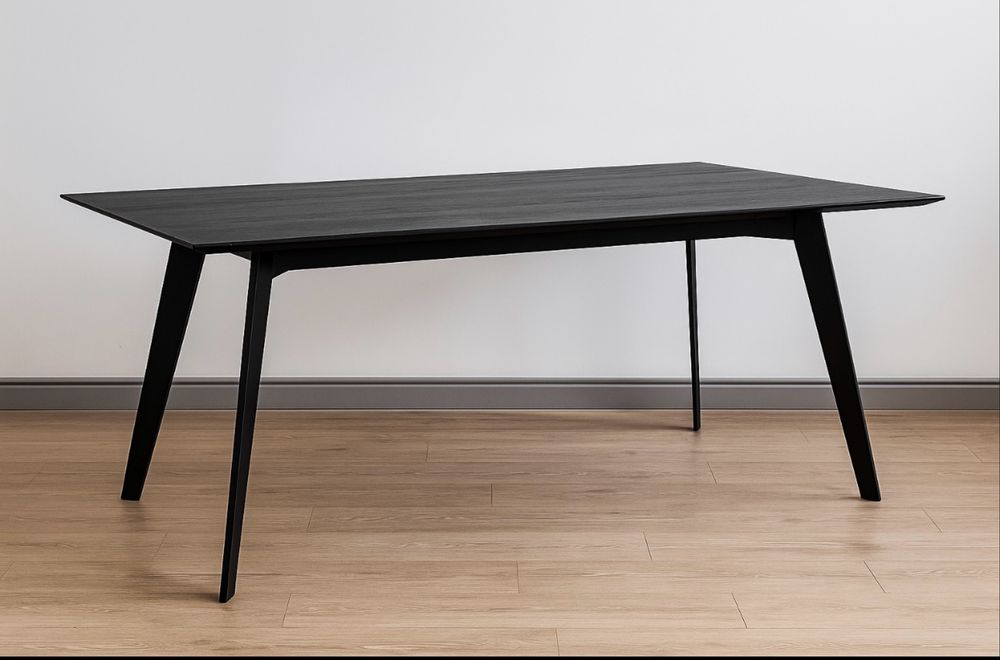 Stół drewniany 240 cm – lity jesion, czarna metalowa podstawa