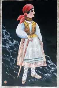 Portret  Góralka - Wiejska dziewczyna sztuka ludowa