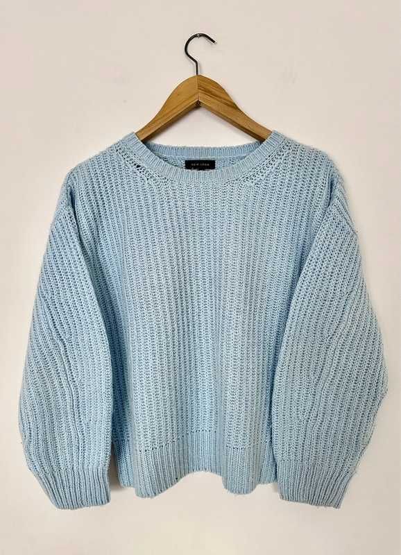 błękitny zimowy sweter new look L