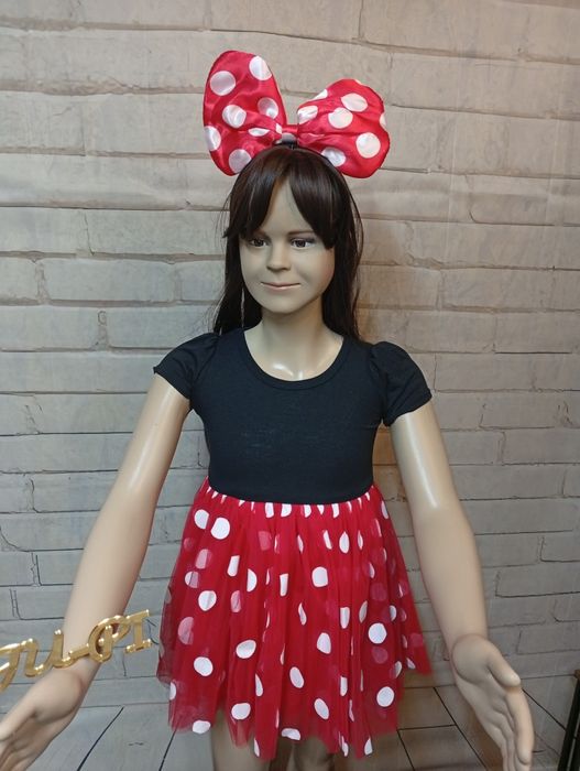 Strój karnawałowy myszka Minnie 98-104 + opaska