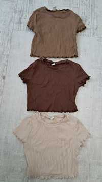 Crop top krótkie koszulki prążkowany materiał  140 falbanki shein