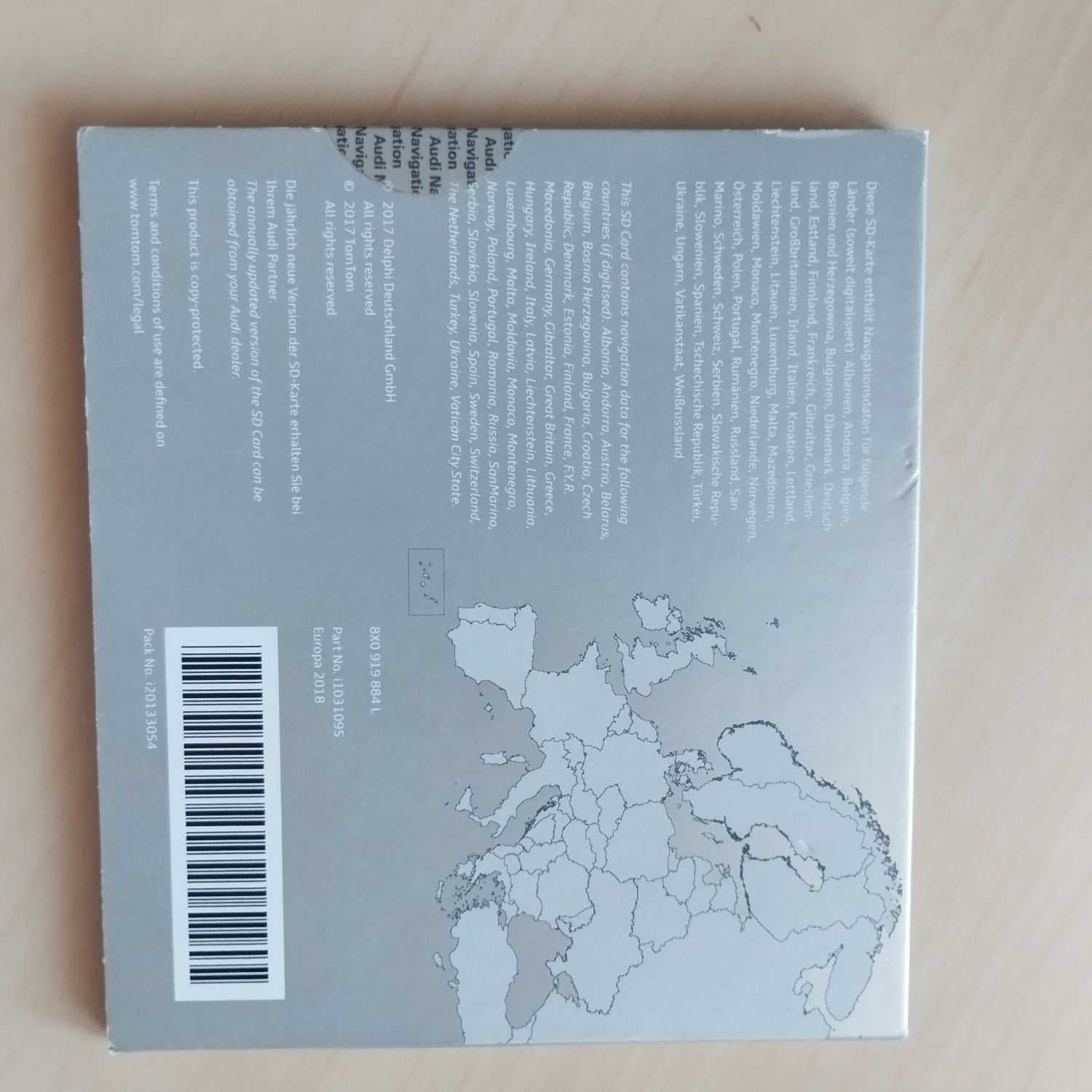 Cartão AUDI GPS/ Digital road map Europe (RMC)