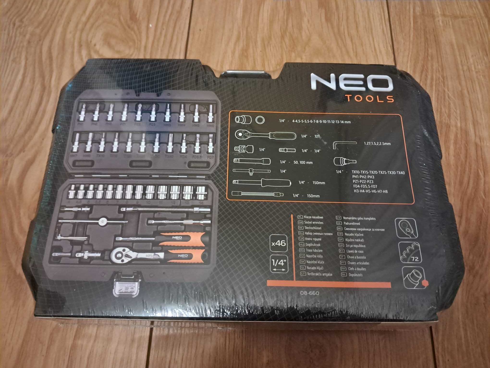 Zestaw kluczy nasadowych NEO-TOOLS 46 elementów, 08-660, Nowy