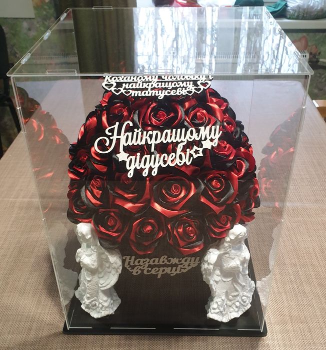 Акриловий куб!Акриловый бокс!топери,ангелочки,коробки для квітів!