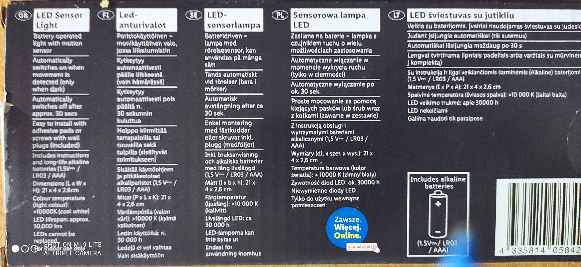 Lampka sensorowa LED, biała, z czujnikiem ruchu
