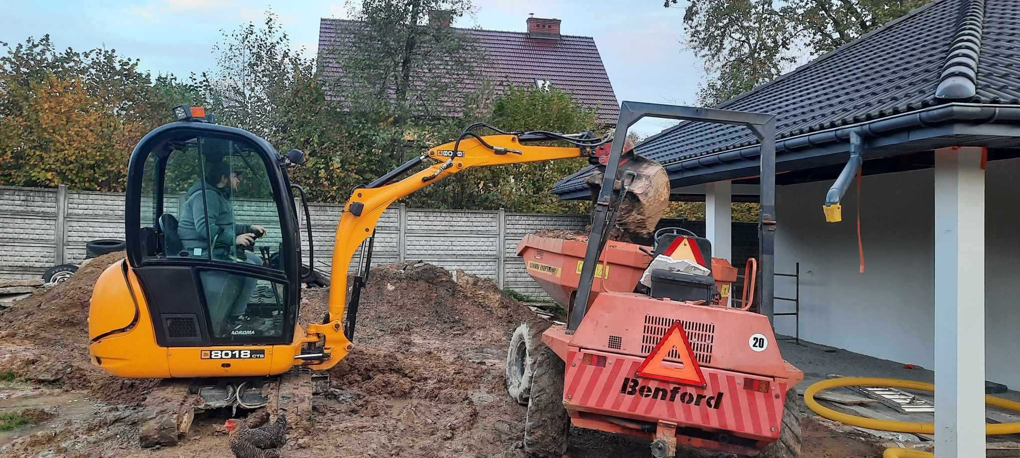 Koparka | Usługi koparką | Prace ziemne | Brukarstwo | Wykopy | Drenaż