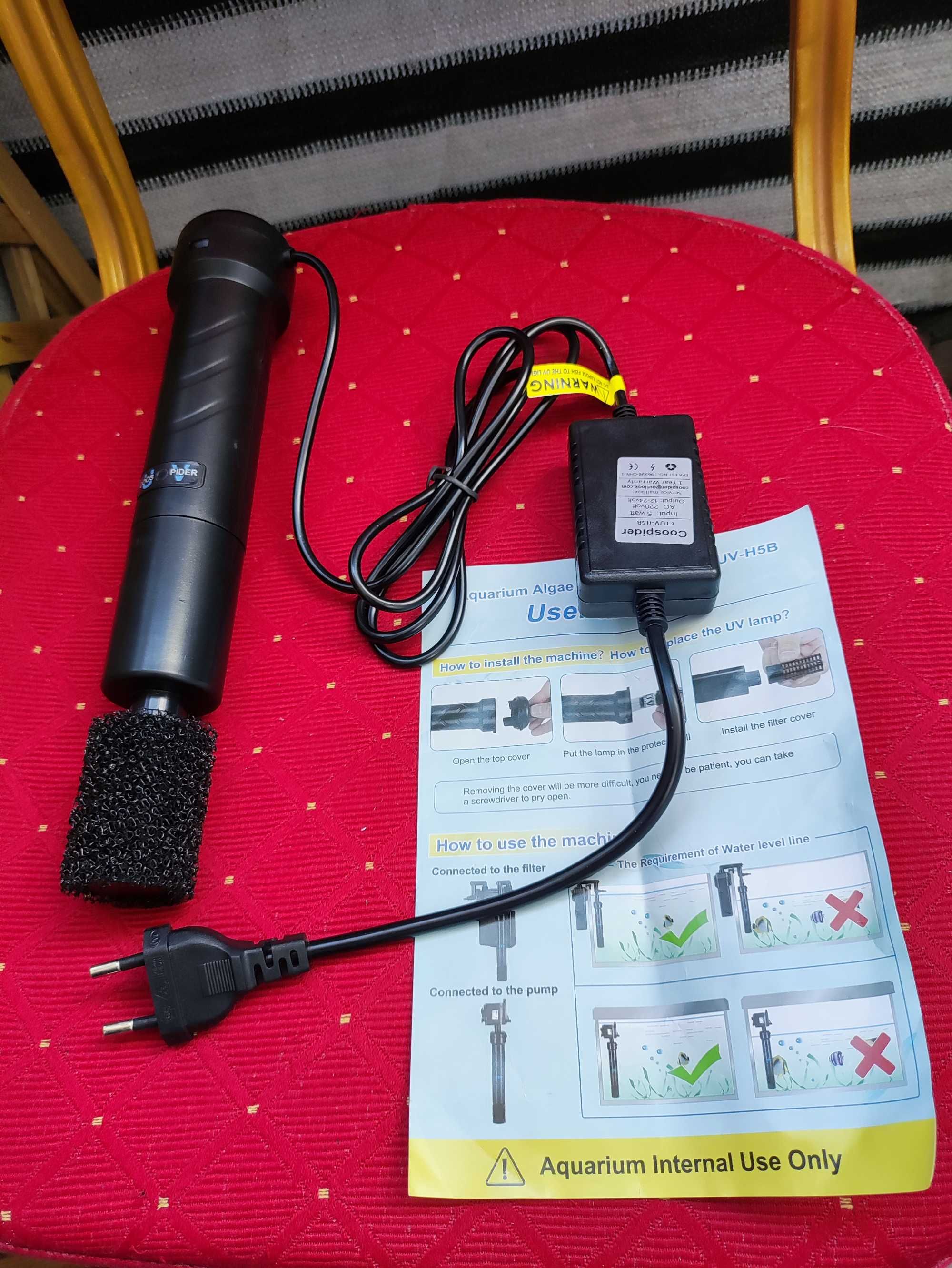 Sterylizator do Akwarium Coospider ctuv h5b filtr UV lampy dezynfekcja