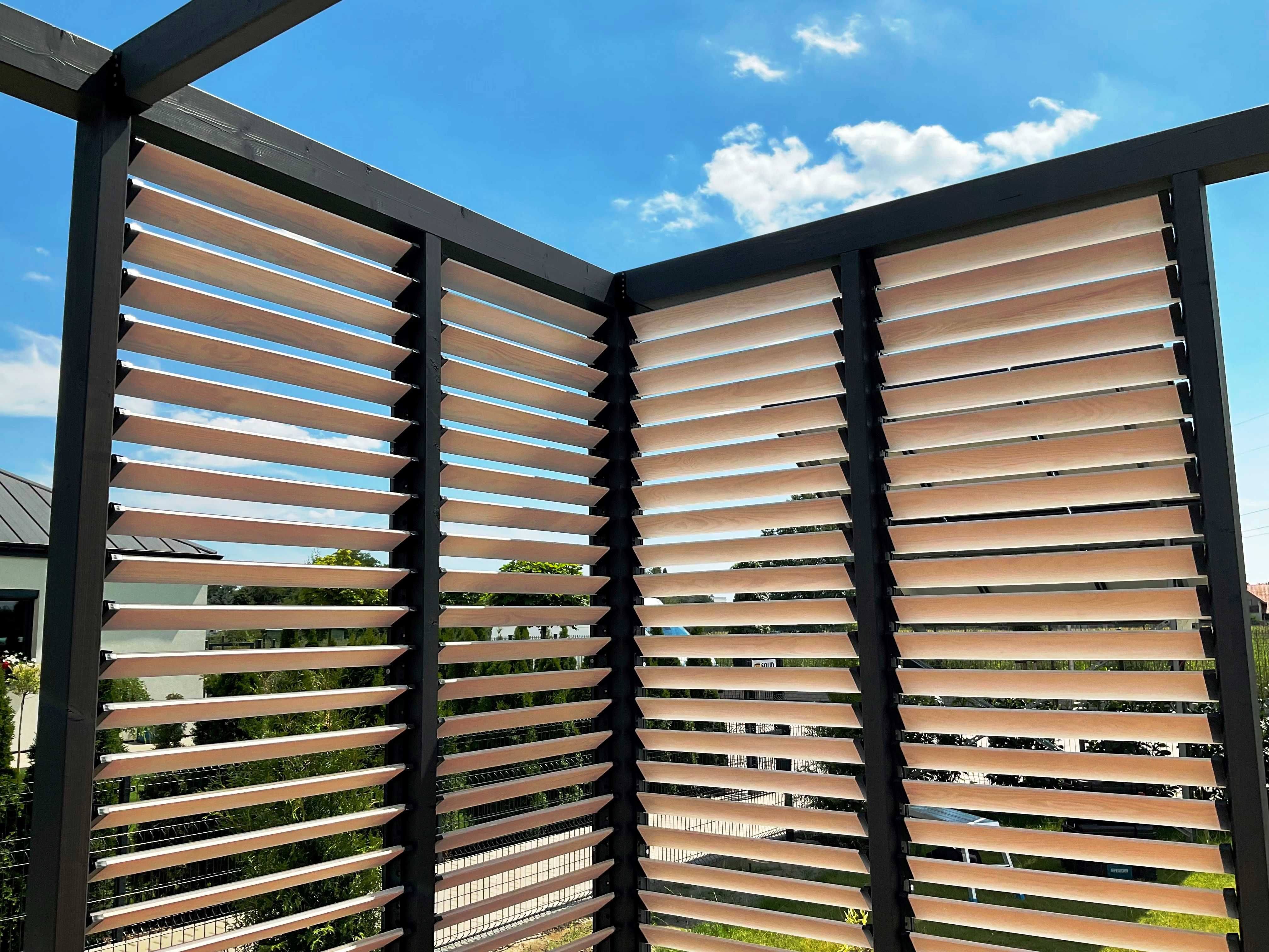 pergola z drewna klejonego BSH, zadaszenie tarasu, poliwęglan