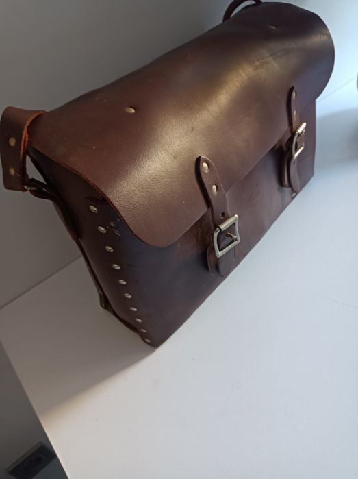 Torba skórzana Rzemienna) kolejowa z lat 60 tych.Angila.