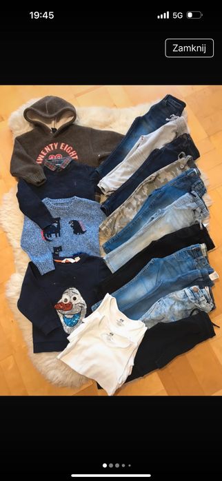 Bluza dresowa sweter kangurka spodnie dresy dinozaury zestaw 98