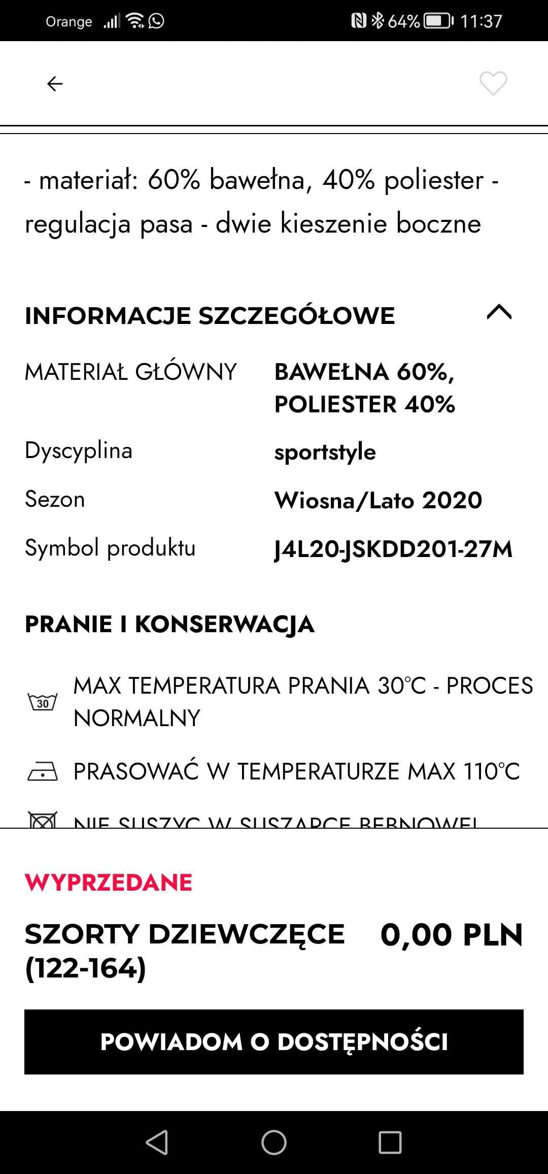 Spodenki 152,firma4f nowe bez metki , dziewczynka