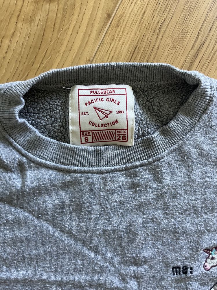 Pull&Bear bluza szara S jednorożec krótka