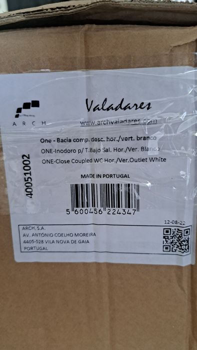 Sanita compacta NOVA Valadares ONE - SEM TANQUE