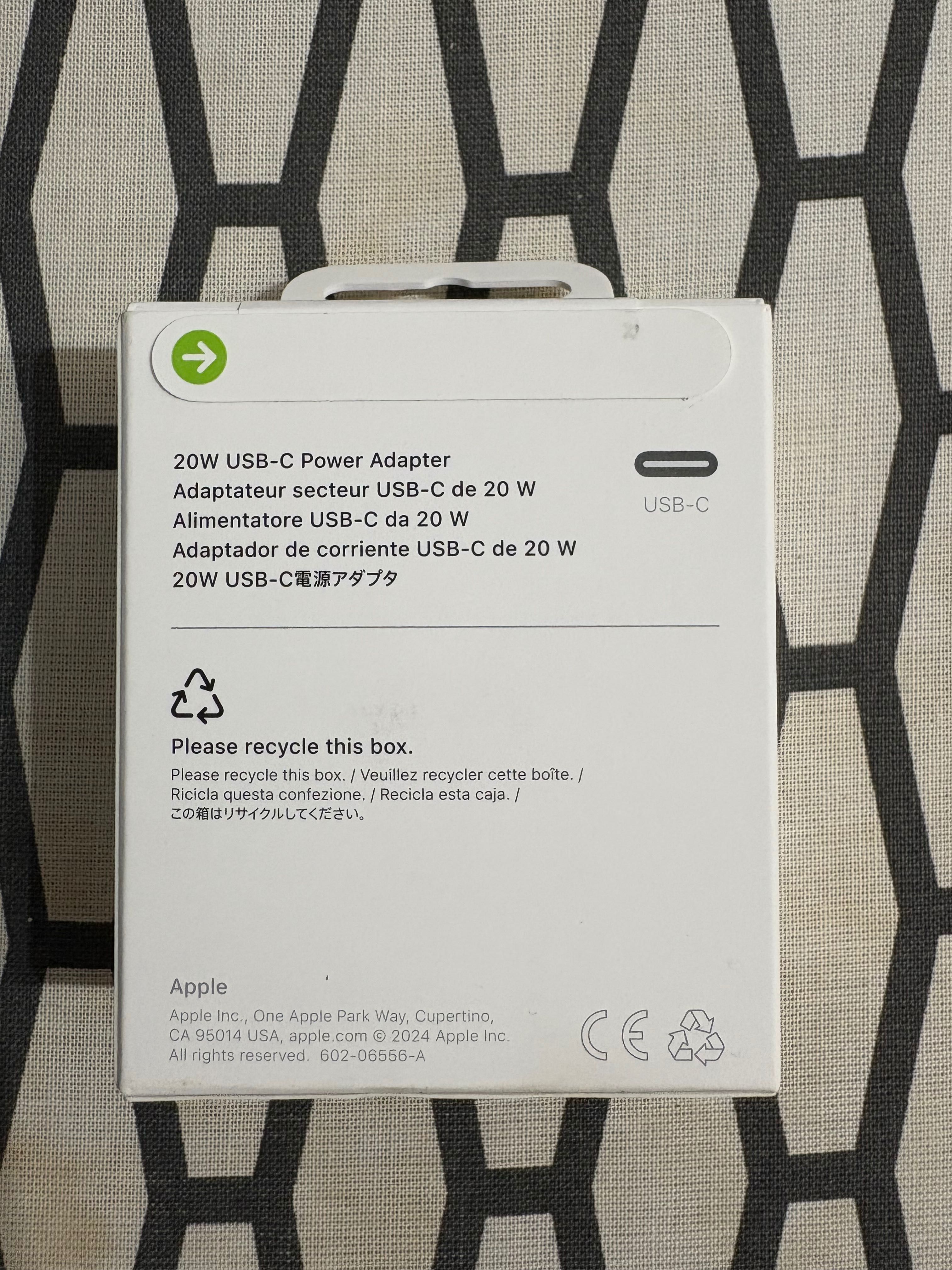 Oryginalny zasilacz (ładowarka) USB-C APPLE o mocy 20 W
