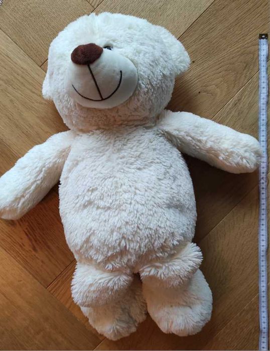 Miś pluszowy ecru kremowy pluszak duży jak nowy