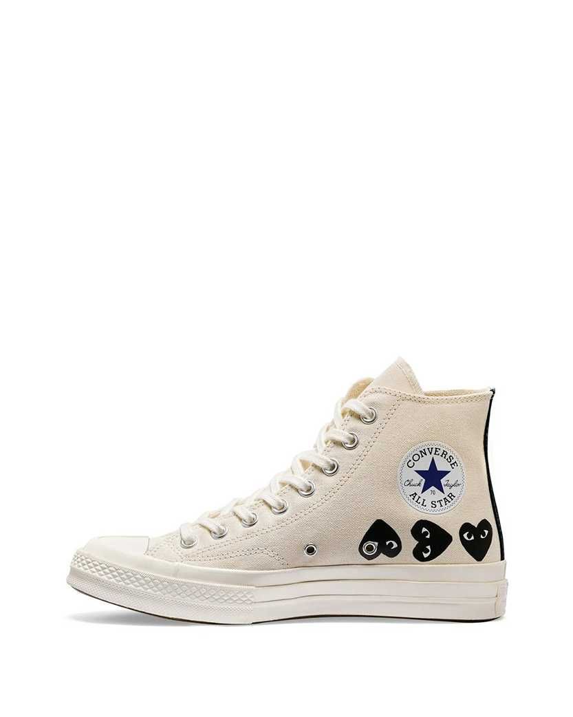 Кеди Converse x Comme Des Garcons Play Black Multi Hearts High Top Whi