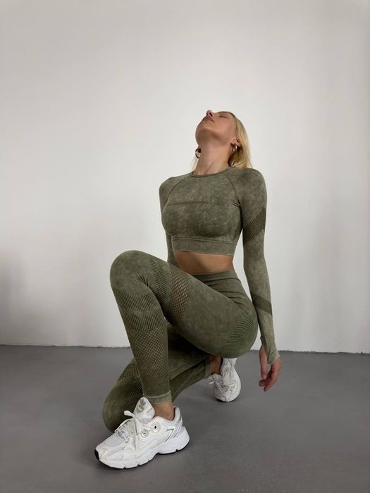 Женский безшовный костюм фитнес одежда Пуш-ап