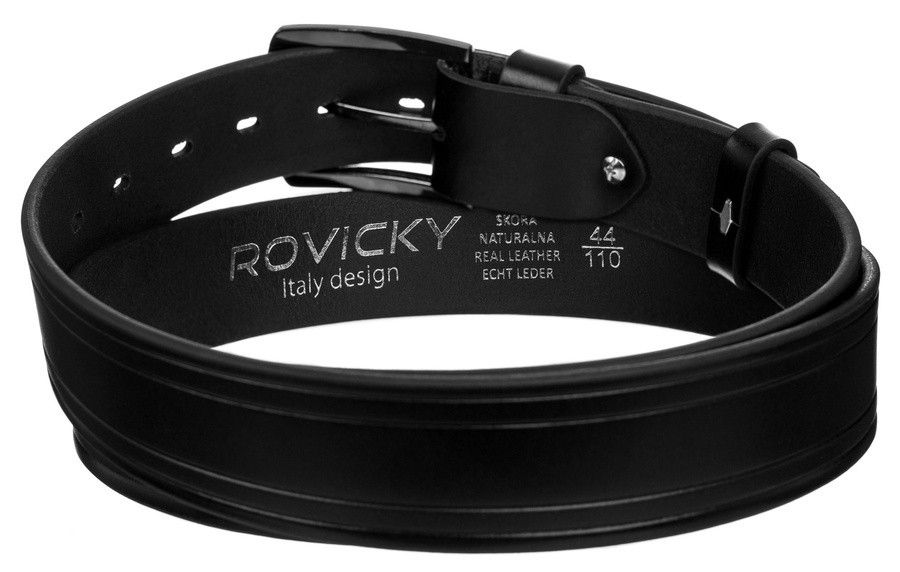 pasek męski ze skóry naturalnej licowej z tłoczonym wzorem - rovicky