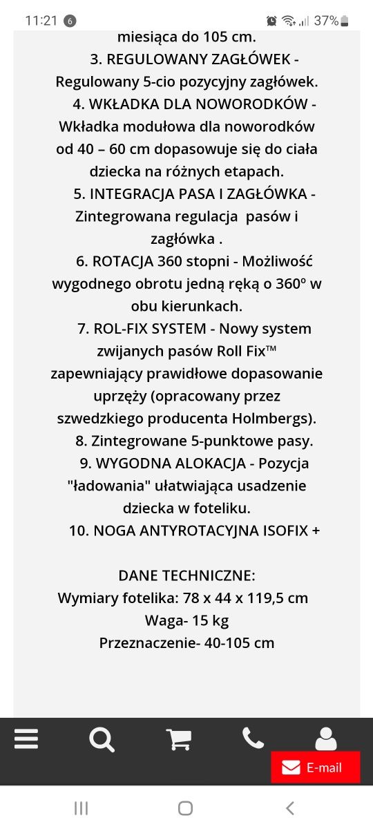 Fotelik nowy Jane Concord  R obrotowy 360 °, 0-4 lata