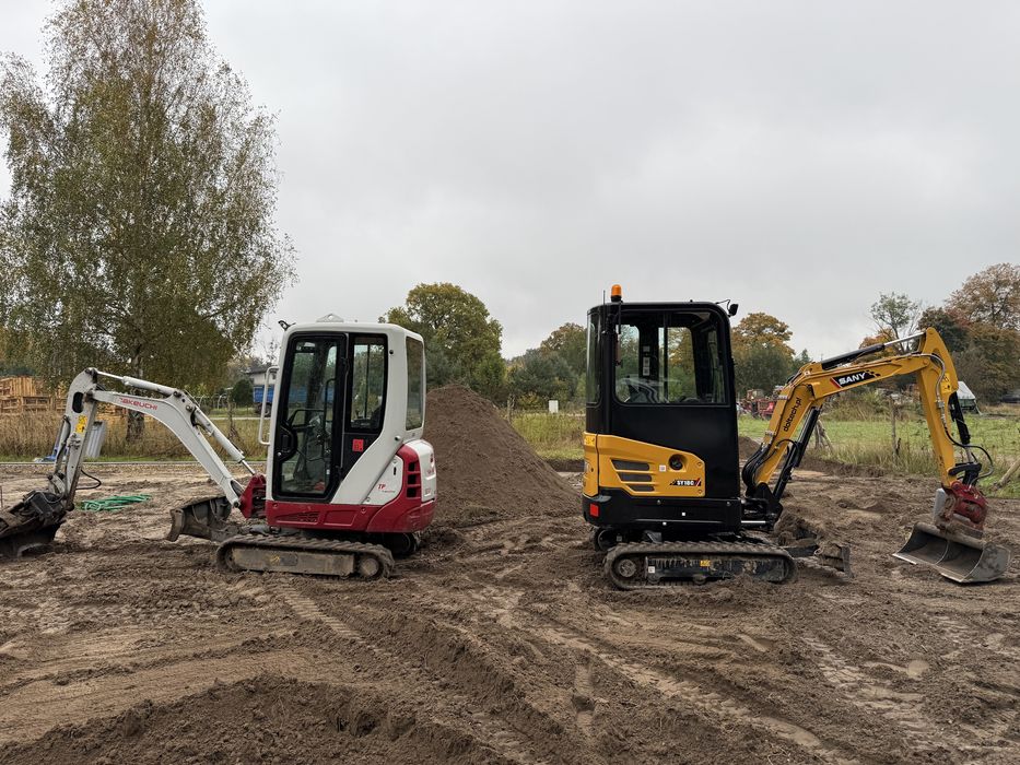 Wynajem maszyn budowlanych, koparka, minikoparka, mecalac, ładowarka