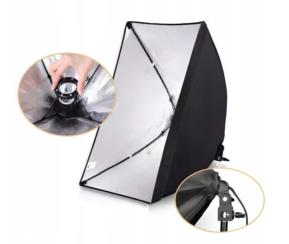 Nowoczesna LAMP Fotograficzna Statyw x2 Softbox Zestaw XXL (OKAZJA)