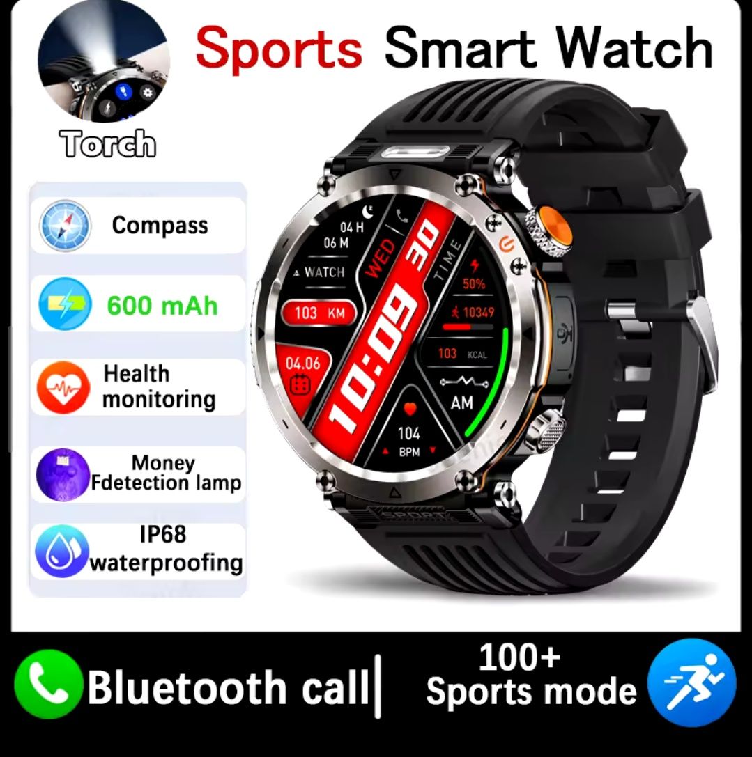 Тактические Смарт часы от 3 до 4 недель.GPS.Compas.ip68. Ultra HD.