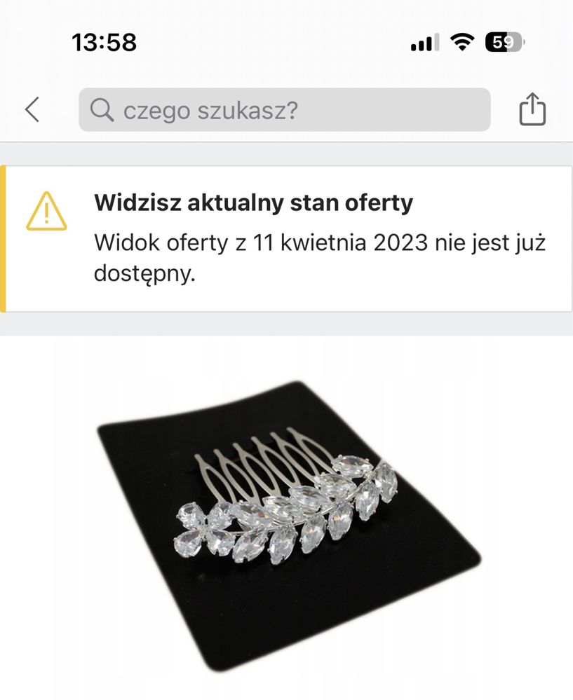 Grzebień do włosów ślub