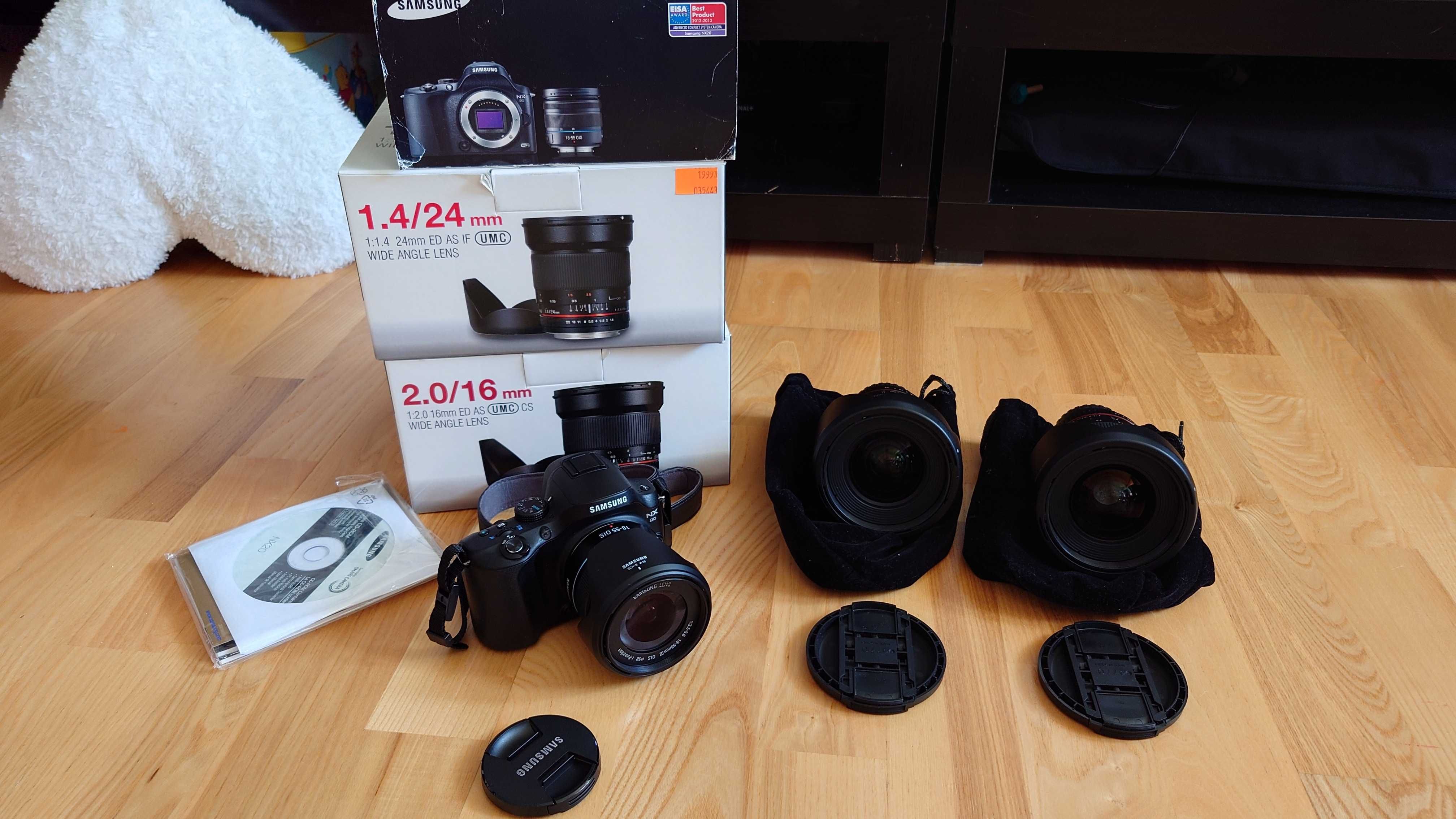 SAMSUNG NX20 + Trzy obiektywy - Cały zestaw jak NOWY