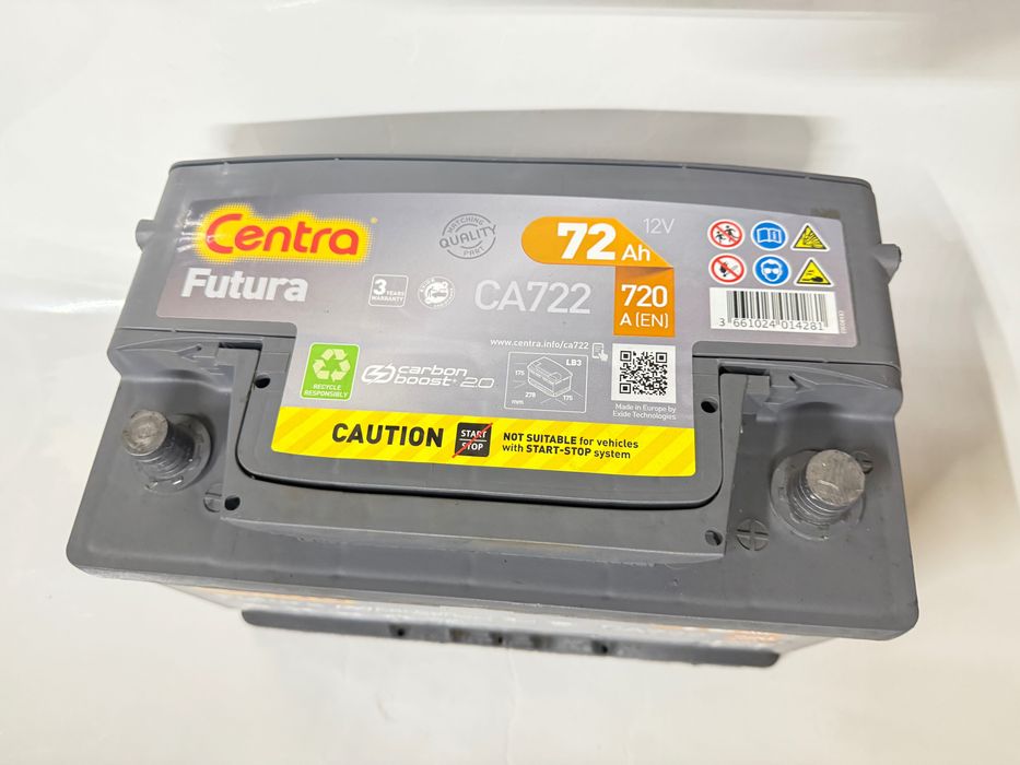 Akumulator używany Centra Futura CA722 72ah 720A 12V 76% sprawności!!