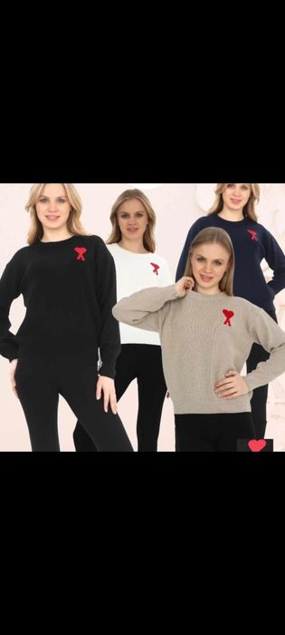 HIT! Swetry damskie, nowe, biale, czarne, serce. Jesień, zima