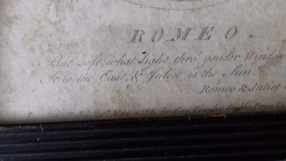 Miedzioryt Romeo i Julia 1786 rok ciekawy barokowy unikat
