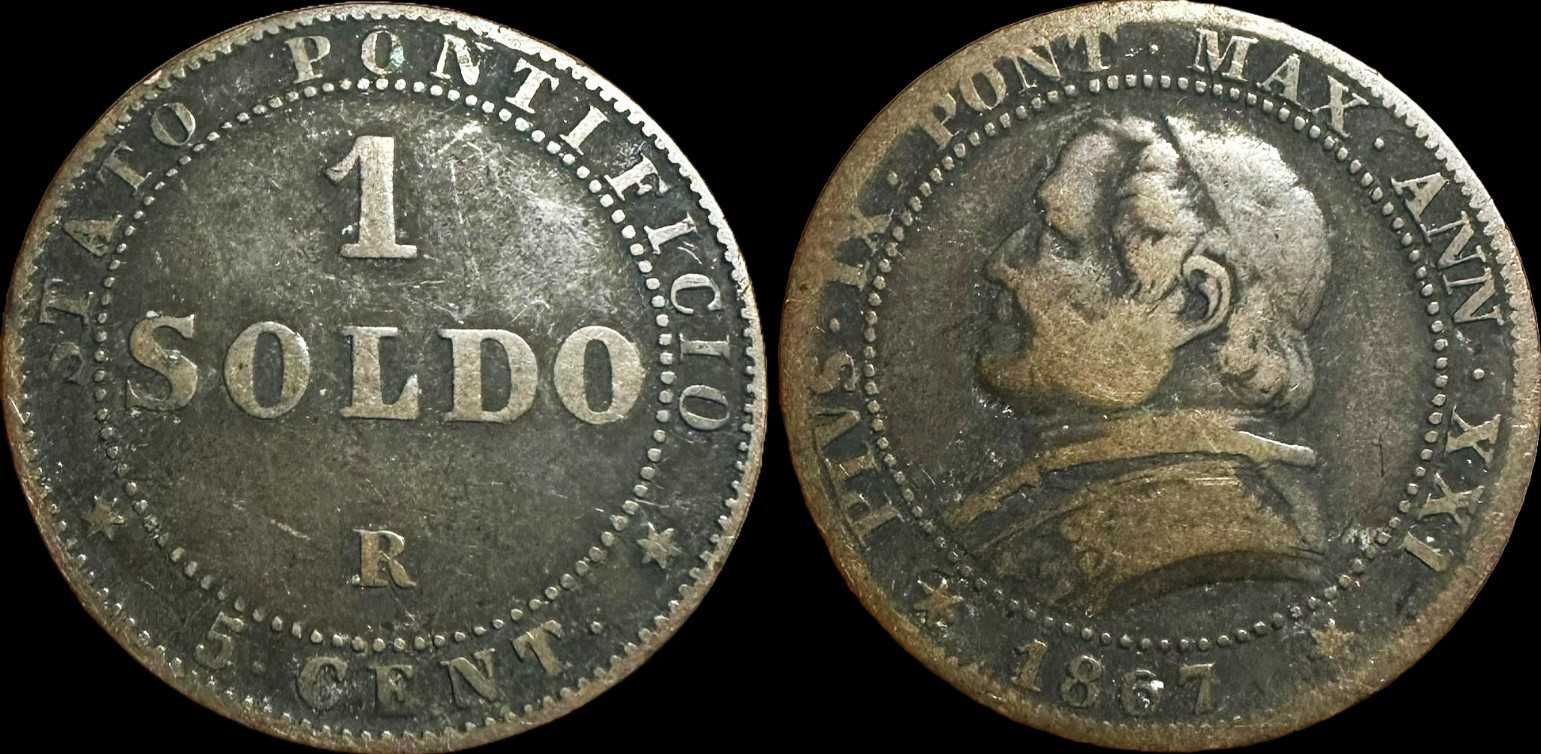 Moeda de 1 Soldo - 1867 - Estados Papais