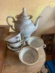 Zabytkowy zestaw kawowy - porcelana - filiżanki i dzbanek retro antyk
