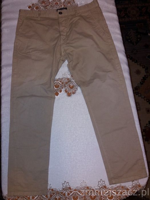 Spodnie męskie, kremowe, beżowe obw:2x47 dł:100
