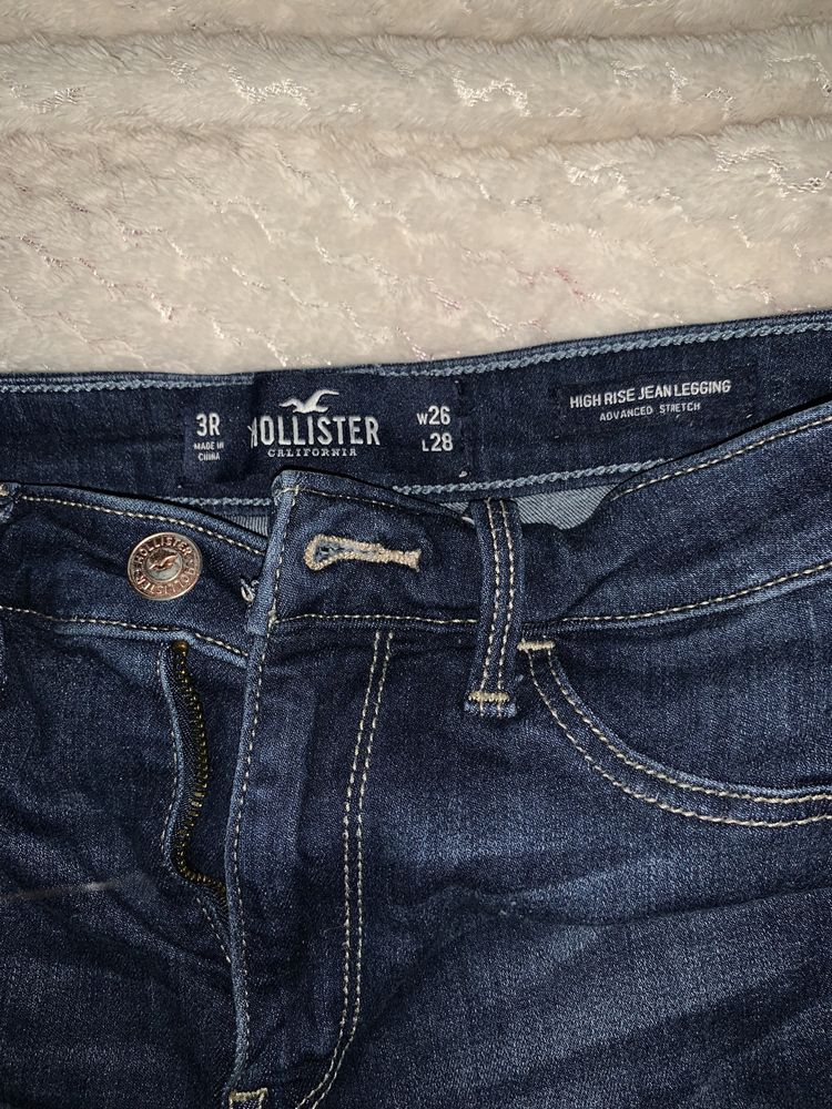 spodnie hollister z wysokim stanem skinny z dziurami bawełna