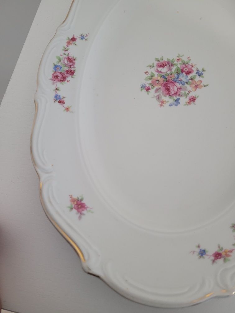 Patera półmisek porcelana biała w kwiatki wzorki Wałbrzych