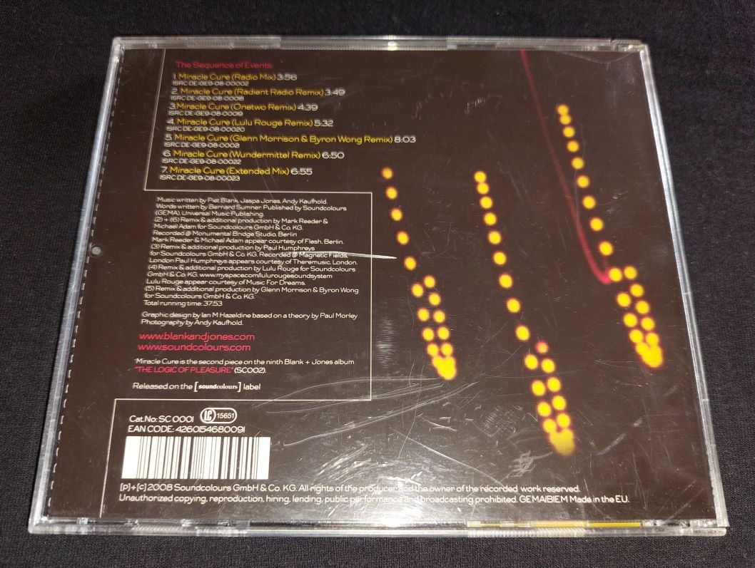 Blank + Jones Sung By Bernard Sumner Miracle Cure CD 2008