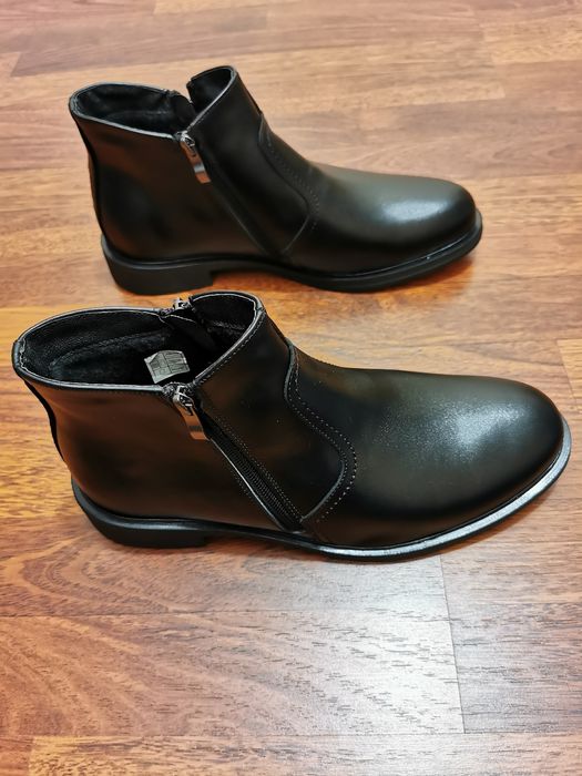 Sztyblety Eleganckie Skórzane Ocieplane Buty Męskie - Gruba Podeszwa