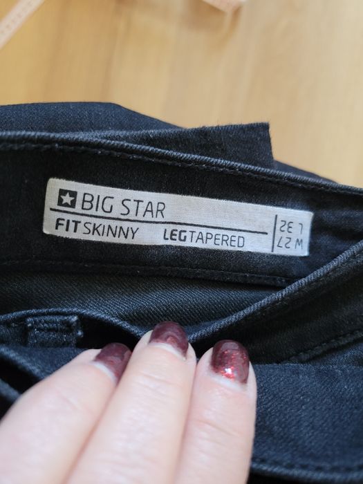 Oryginał czarne Jeansy Big Star modne "Marchewy" Tapered leg rozm.27 S