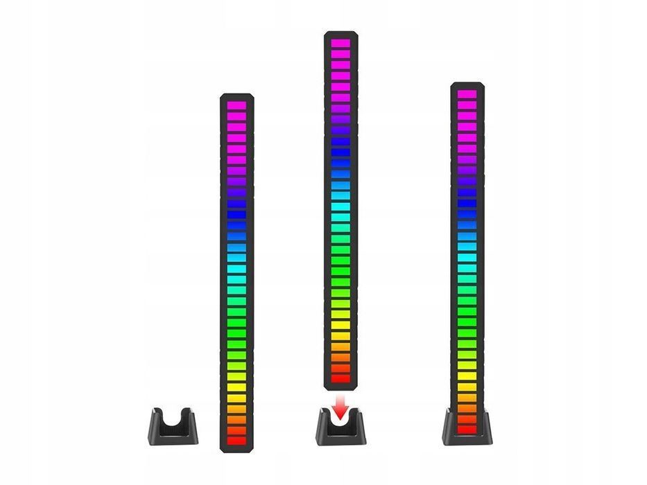 Lampka LED RGB biurko gamingowa reakcja dźwięk aku bezprzewodowa