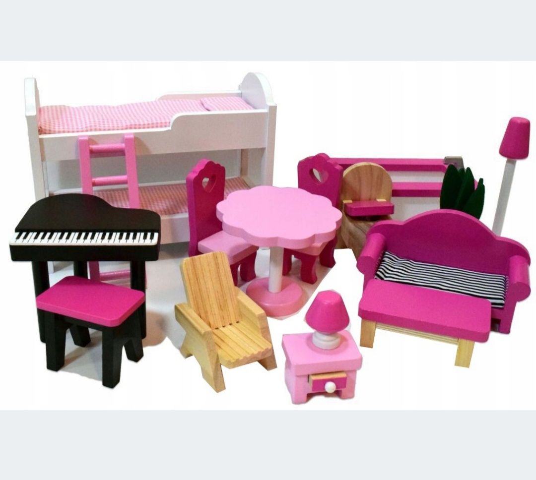Domek Dla Lalek Basia Drewniany 90cm + Meble