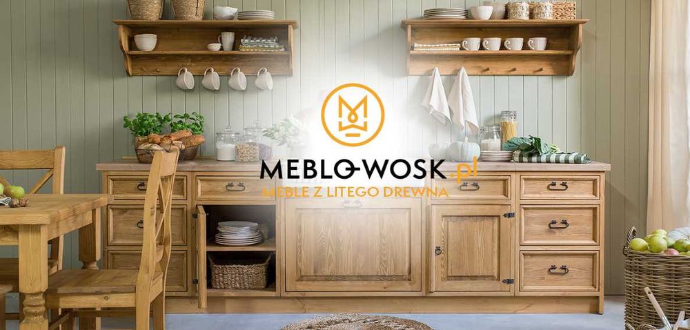 Postarzany drewniany aneks kuchenny w stylu retro - Producent mebli