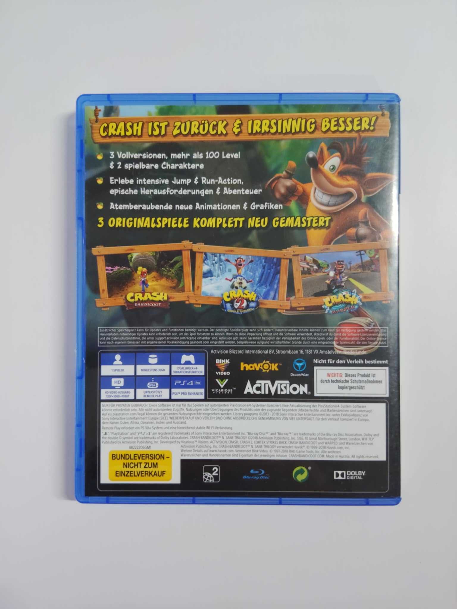 Crash Bandicoot N. Sane Trilogy PS4 Angielska wersja gry