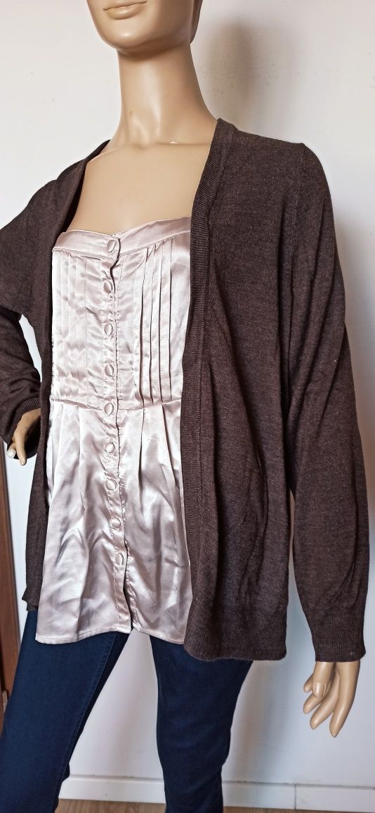Sg Sweter damski 48 , Brązowy sweter 48 wraz z bluzką
