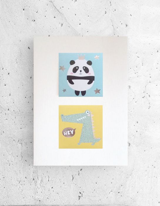 panda plakat dla dzieci, pastelowy plakat, krokodyl plakat zwierzeta